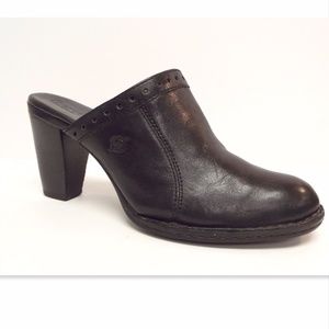 BORN Black Leather Mule Block heel Heels 9
